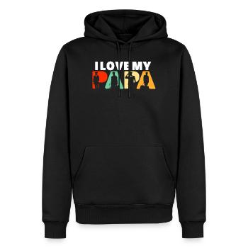 Ich liebe das Design meines Papa-Piloten und Fliegerkapitäns - Männer Premium Bio Hoodie - Schwarz - Vorne - Nico (187cm)