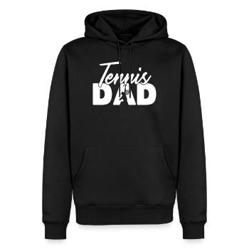 Tennis-Vater-Silhouette Sporttypografie-Design - Männer Premium Bio Hoodie - Schwarz - Vorne - Nico (187cm)