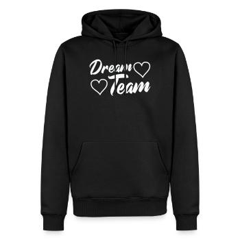 Traumteam mit Herzen - Männer Premium Bio Hoodie - Schwarz - Vorne - Nico (187cm)