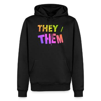 they / them Geschenkidee LGBTQ+ nonbinary Pronomen - Männer Premium Bio Hoodie - Schwarz - Vorne - Nico (187cm)