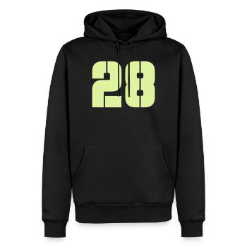 28 - Männer Premium Bio Hoodie - Schwarz - Vorne - Nico (187cm)