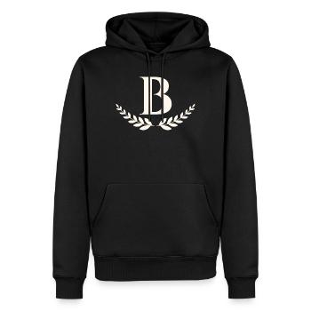 b - Men’s Premium Organic Hoodie - black - Front - Nico (187cm)