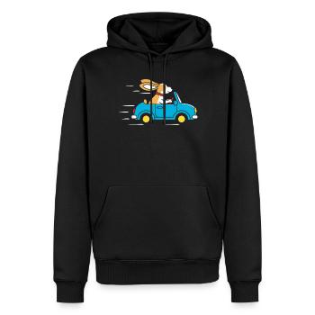 Lapin dans une cabriolet : Bonne conduite - Sweat à capuche Premium bio Homme - noir - Devant - Nico (187cm)
