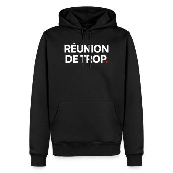 Réunion de trop. Humour bureau minimaliste - Sweat à capuche Premium bio Homme - noir - Devant - Nico (187cm)