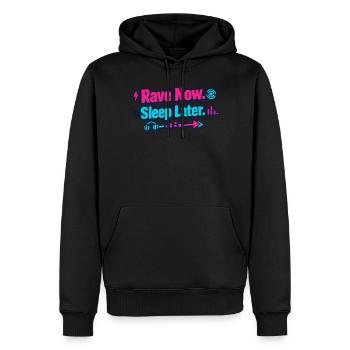 Rave maintenant, dormir plus tard Flech néon - Sweat à capuche Premium bio Homme - noir - Devant - Nico (187cm)
