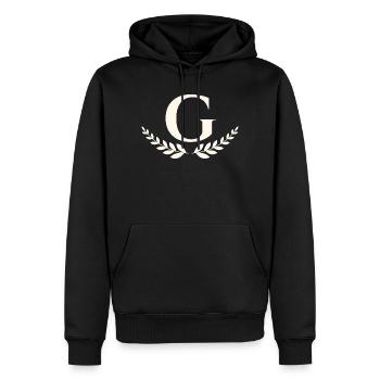 g - Men’s Premium Organic Hoodie - black - Front - Nico (187cm)