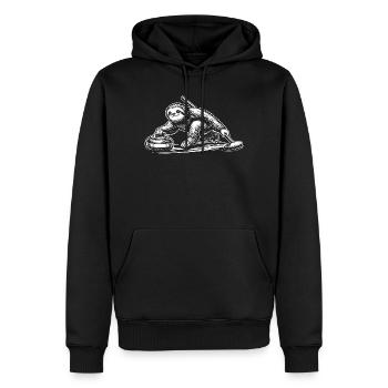 Humour de curling paresseux pour les sports d’hiver - Sweat à capuche Premium bio Homme - noir - Devant - Nico (187cm)