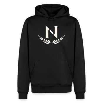 N - Männer Premium Bio Hoodie - Schwarz - Vorne - Nico (187cm)
