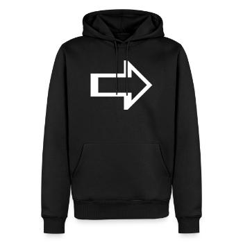 Flèche droite gauche Icône - Sweat à capuche Premium bio Homme - noir - Devant - Nico (187cm)