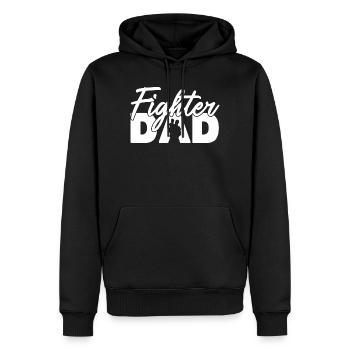 Papa combattant silhouette blanche Silhouette audacieuse Slogan Art - Sweat à capuche Premium bio Homme - noir - Devant - Nico (187cm)
