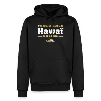 T'es comme le H de HawaÏ, tu sers à rien - Culte - Sweat à capuche Premium bio Homme - noir - Devant - Nico (187cm)