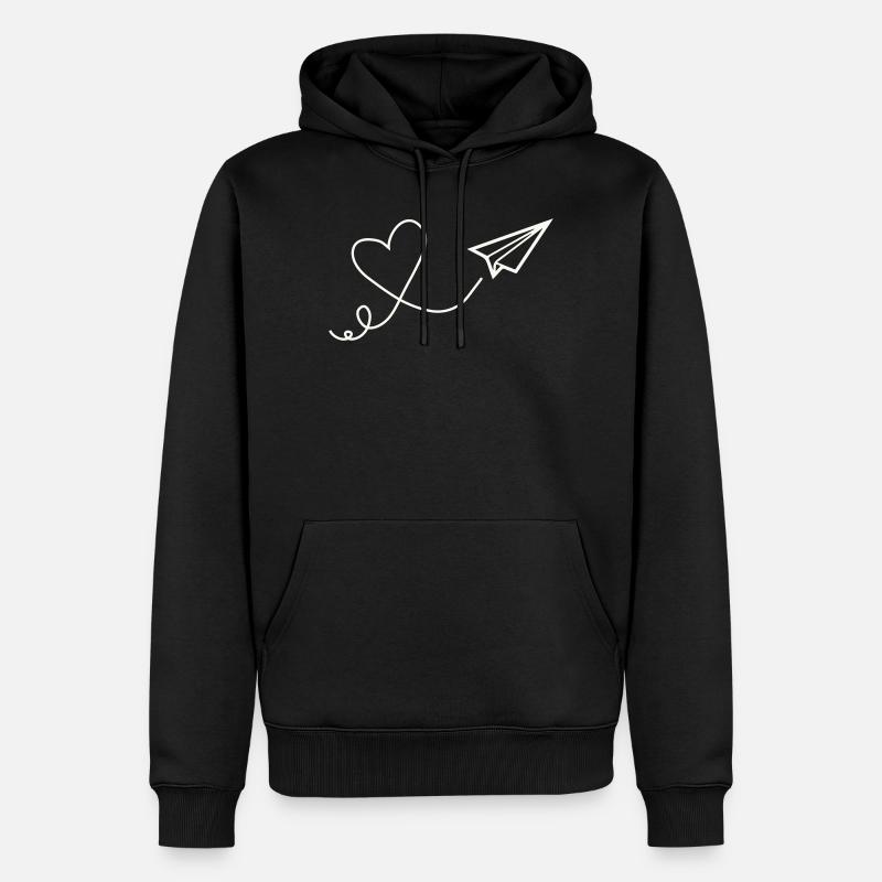 Dessin au trait Herzflug - Sweat à capuche Premium bio Homme - noir