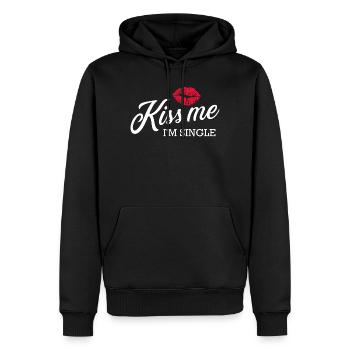 Embrasse-moi je suis célibataire Kiss Tee - Sweat à capuche Premium bio Homme - noir - Devant - Nico (187cm)