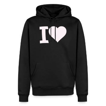 I Liebe Herz Motiv - Männer Premium Bio Hoodie - Schwarz - Vorne - Nico (187cm)