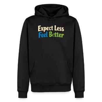 Sarcasm – Expect less, feel better – Lu - Men’s Premium Organic Hoodie - black - Front - Nico (187cm)