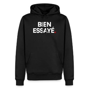 Bien essayé - Sweat à capuche Premium bio Homme - noir - Devant - Nico (187cm)