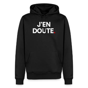 J’en doute - Sweat à capuche Premium bio Homme - noir - Devant - Nico (187cm)