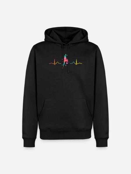 Boulderer heartbeat Bouldering Bouldering - Men’s Premium Organic Hoodie - black