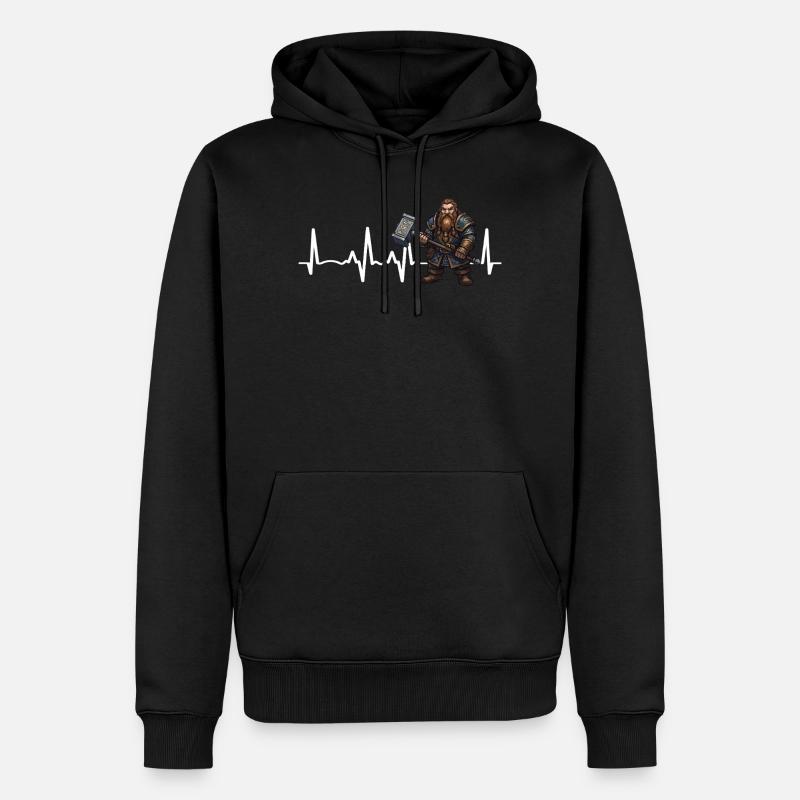Dwarf Hammer Herzschlag - Männer Premium Bio Hoodie - Schwarz