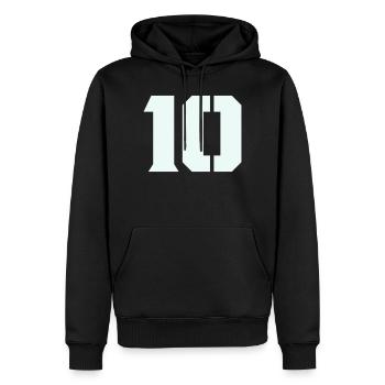 10- - Männer Premium Bio Hoodie - Schwarz - Vorne - Nico (187cm)