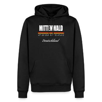 Mittenwald - Männer Premium Bio Hoodie - Schwarz - Vorne - Nico (187cm)