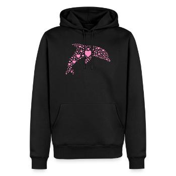 Dolphin with small hearts - Men’s Premium Organic Hoodie - black - Front - Nico (187cm)