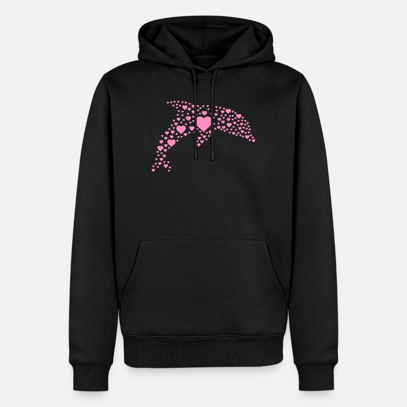 Delfin mit kleinen Herzen - Männer Premium Bio Hoodie - Schwarz