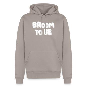 broom to be - Men’s Premium Organic Hoodie - taupe - Front - Nico (187cm)