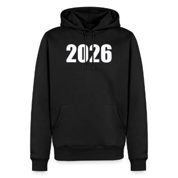 2026 - Männer Premium Bio Hoodie - Schwarz - Vorne - Nico (187cm)