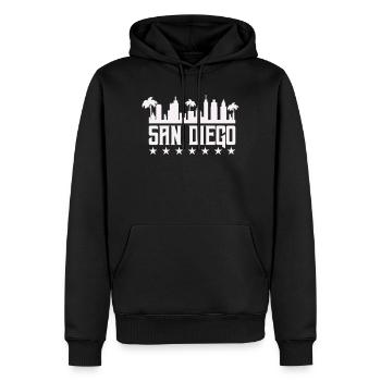 San Diego Skyline Palm Vista - Sweat à capuche Premium bio Homme - noir - Devant - Nico (187cm)