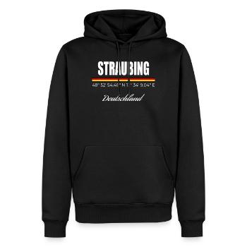Straubing - Männer Premium Bio Hoodie - Schwarz - Vorne - Nico (187cm)