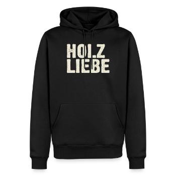 Holzliebe - Vintage Retro Design für Schreiner - Männer Premium Bio Hoodie - Schwarz - Vorne - Nico (187cm)
