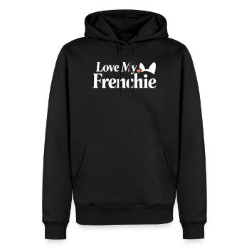 Love My Frenchie Heart Dog Lover - Men’s Premium Organic Hoodie - black - Front - Nico (187cm)