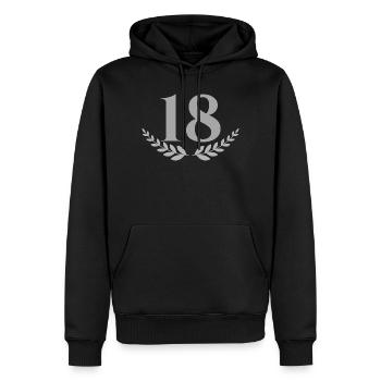 18 - Men’s Premium Organic Hoodie - black - Front - Nico (187cm)