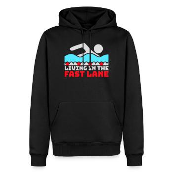 Life In The Fast Lane Float Funny Pool Saying - Men’s Premium Organic Hoodie - black - Front - Nico (187cm)