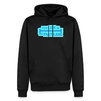 Life In The Fast Lane Float Funny Pool Saying - Men’s Premium Organic Hoodie - black - Front - Nico (187cm)