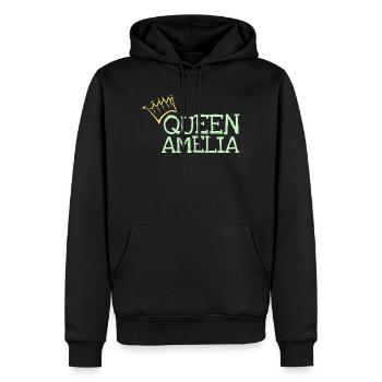Amelia - Männer Premium Bio Hoodie - Schwarz - Vorne - Nico (187cm)