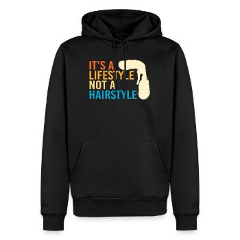 Coupe mulet Coupe mulet - Sweat à capuche Premium bio Homme - noir - Devant - Nico (187cm)