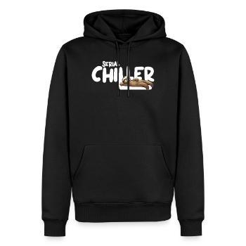 Faultier Serial Chiller – Lustiges Sloth Tee - Männer Premium Bio Hoodie - Schwarz - Vorne - Nico (187cm)