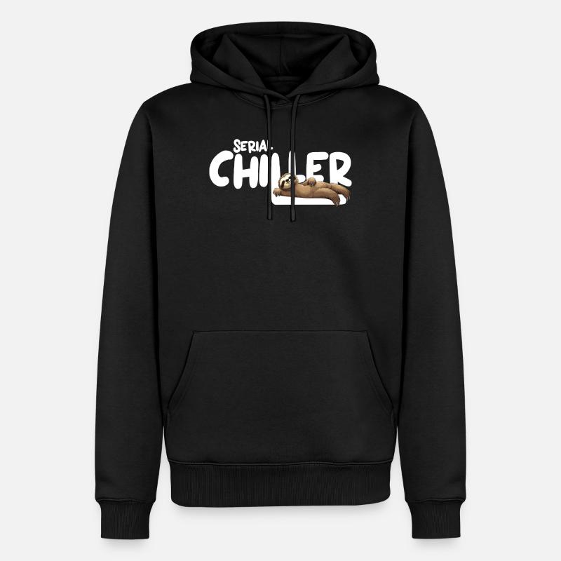 Faultier Serial Chiller – Lustiges Sloth Tee - Männer Premium Bio Hoodie - Schwarz