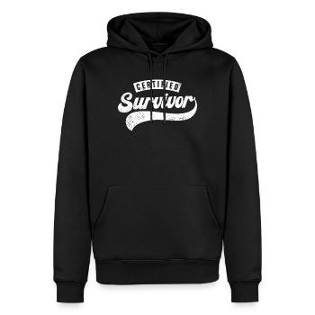 Zertifizierter Überlebender - Männer Premium Bio Hoodie - Schwarz - Vorne - Nico (187cm)