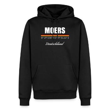 Moers - Männer Premium Bio Hoodie - Schwarz - Vorne - Nico (187cm)