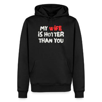 Meine Frau ist heißer als du - Männer Premium Bio Hoodie - Schwarz - Vorne - Nico (187cm)