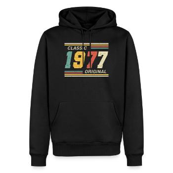 Classique 1977 original 1977 - Sweat à capuche Premium bio Homme - noir - Devant - Nico (187cm)