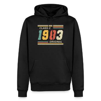 Classic 1983 original 1983 - Männer Premium Bio Hoodie - Schwarz - Vorne - Nico (187cm)