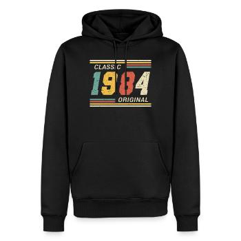 Classique 1984 original 1984 - Sweat à capuche Premium bio Homme - noir - Devant - Nico (187cm)