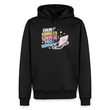 Familien Tech-Support Unpaid - Männer Premium Bio Hoodie - Schwarz - Vorne - Nico (187cm)