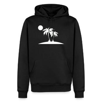 Silhouette de Palm Island sur la plage - Sweat à capuche Premium bio Homme - noir - Devant - Nico (187cm)