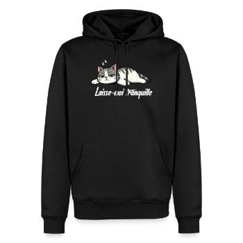 T-shirt Chat Laisse-moi tranquille drôle - Sweat à capuche Premium bio Homme - noir - Devant - Nico (187cm)