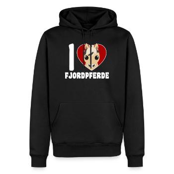 Ich liebe Fjordpferde - Männer Premium Bio Hoodie - Schwarz - Vorne - Nico (187cm)